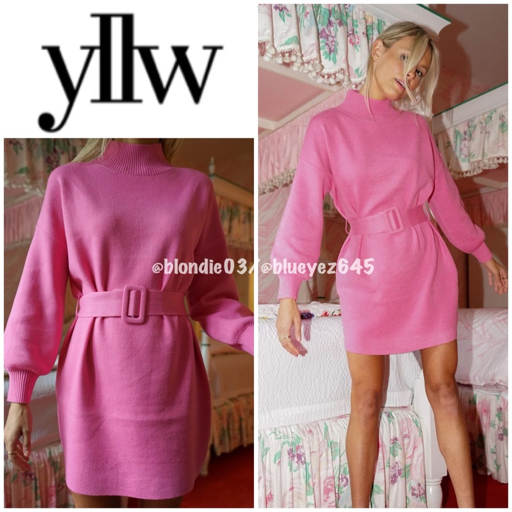 YLLW Coco Belted Mini Dress in Classic Pink S
